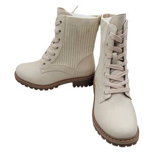 Boutique By Corkys Boots Creep it Real Cream Lace-Up Boots Size Womens 8 New
